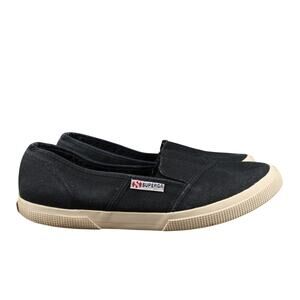 Superga Shoes Womens 9.5 Sneaker Flats Slip On Cotw Loafer Casual Black Canvas